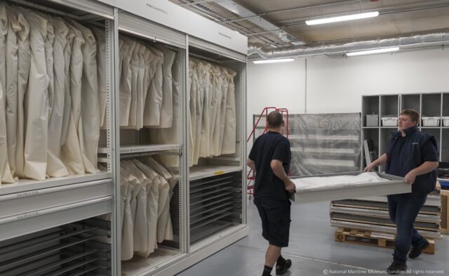 Constantine Ltd unpacking uniforms for the National Maritime Museum